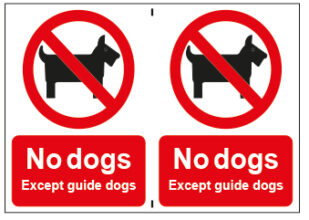 No Dogs Except Guide Dogs x2